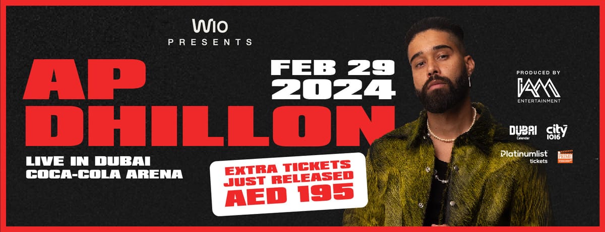 AP Dhillon Will Perform Live In Concert At The Coca Cola Arena Dubai