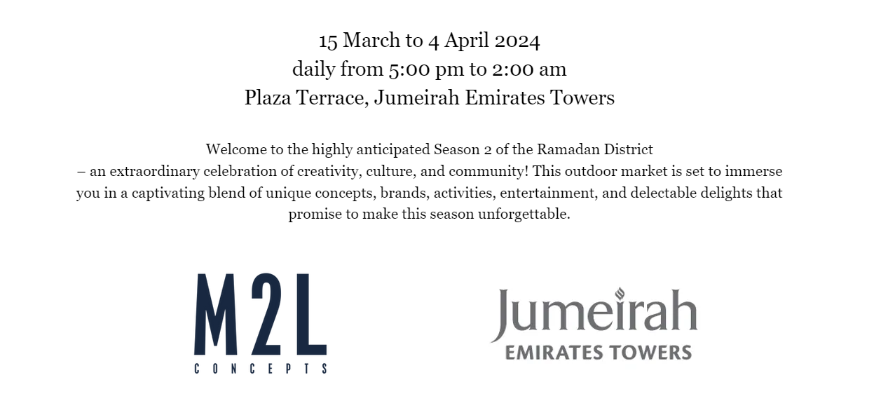 Ramadan Market is re-opened at Jumeirah Emirates Towers Hotel