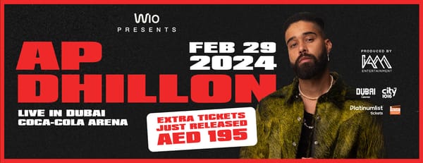 AP Dhillon will perform live in concert at the Coca-Cola Arena Dubai.